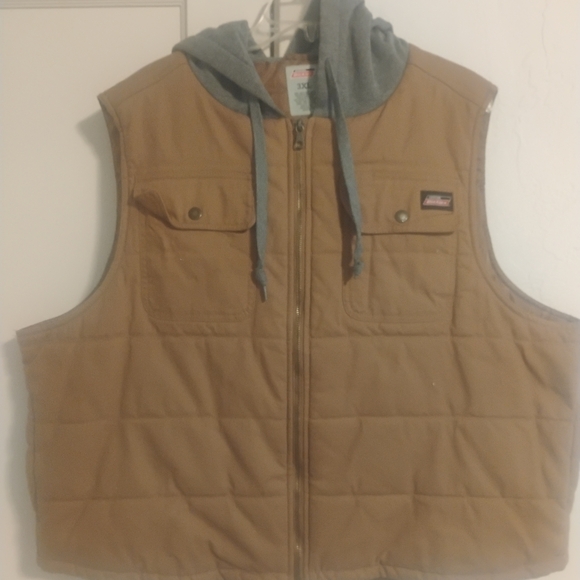 Dickies Brown Vest with Gray Hood - Picture 1 of 3
